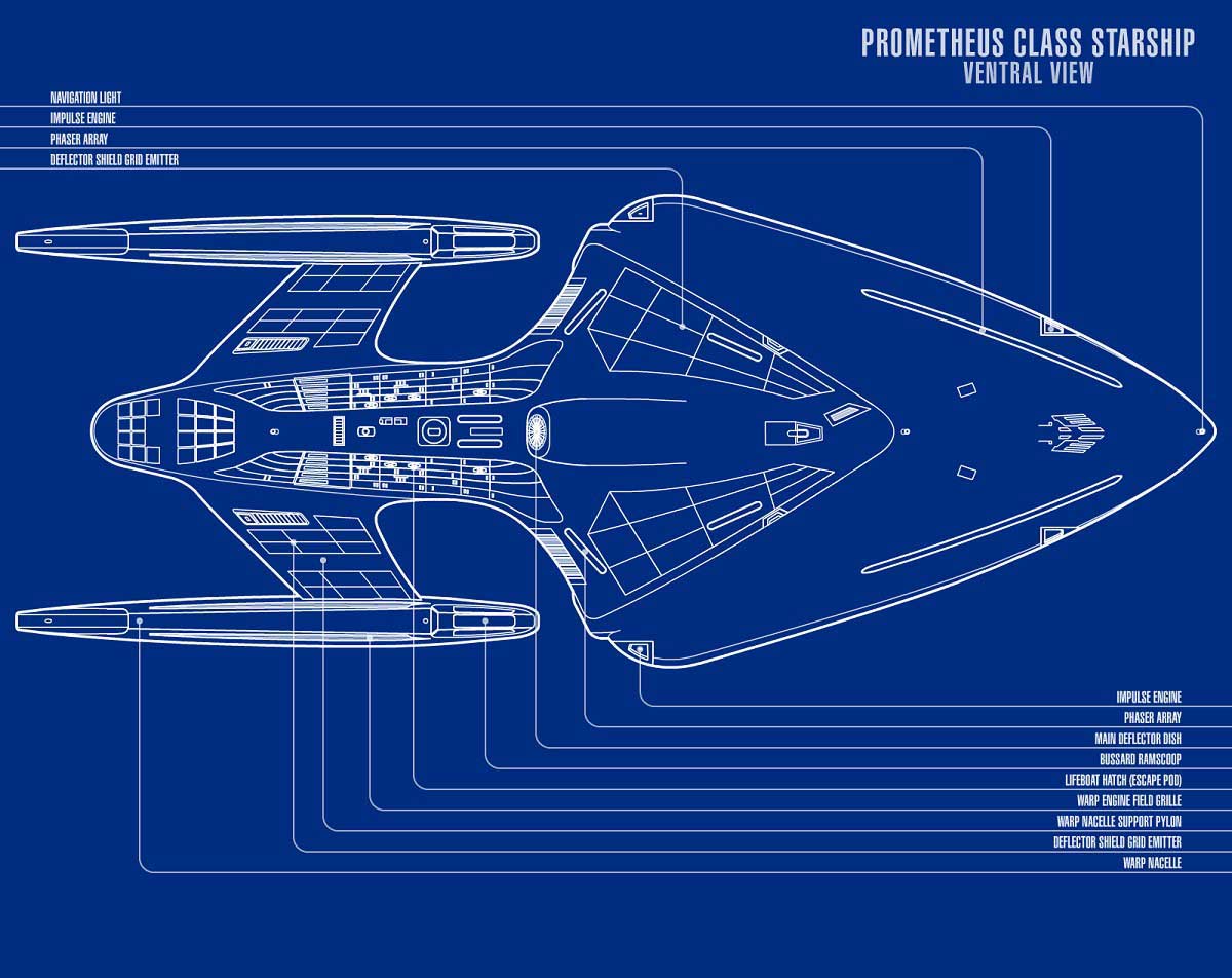 Annotated ship diagram 4 showing labelled parts of the USS Typhon